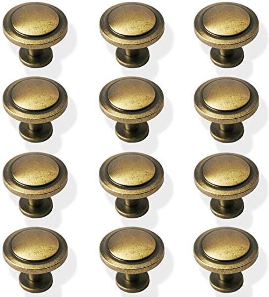 Bronz Vintage Dresser Knobs 12 Paket Antik Yuvarlak Dolap Düğmeleri Mutfak Metal Yuvarlak Çekme Knobs Zinc Alaşım Kapısı Düğmesi