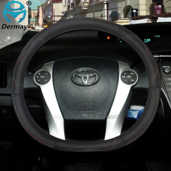 Dermay Coperchio del volante per auto in pelle genuina per Toyota Prius 30 20 Prime Prius V Prius C Accessori auto di alta qualità