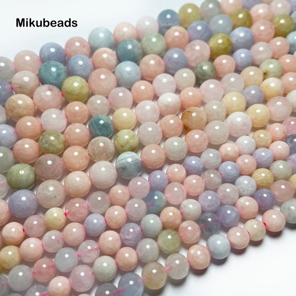 Wholesale Natural 8mm A+ Madagascar Beryl perle sciolte rotonde lisce per gioielli che producono braccialetti fai -da -te fila