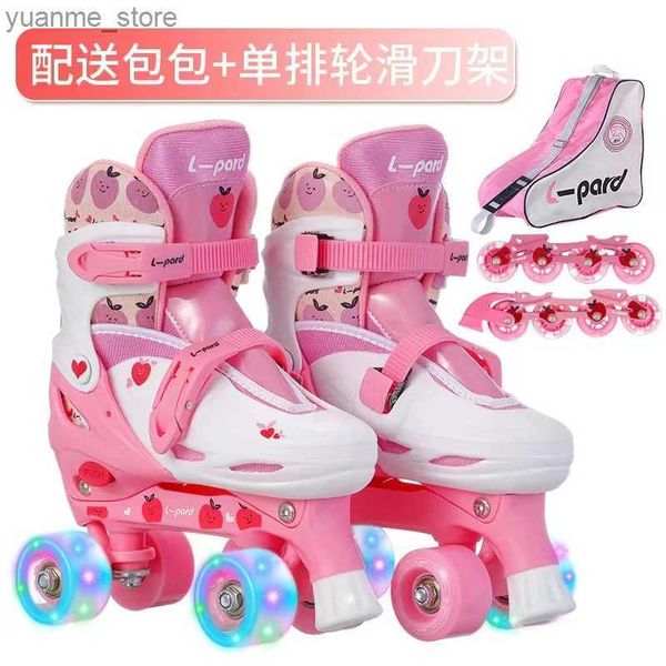 Patins em linha patins dupla e duas rodas de linha dupla com troca de patins de patins de patins em linha para meninos e meninas de tamanho ajustável iniciantes y240410