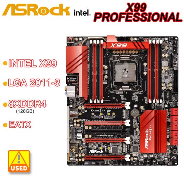 Placas -mãe x99 placa -mãe Asrock x99 Profissional LGA 20113 8XDDR4 128GB USB 3.1 2 XM.2 EATX suporta Intel Core i7 Xeon 22core CPU