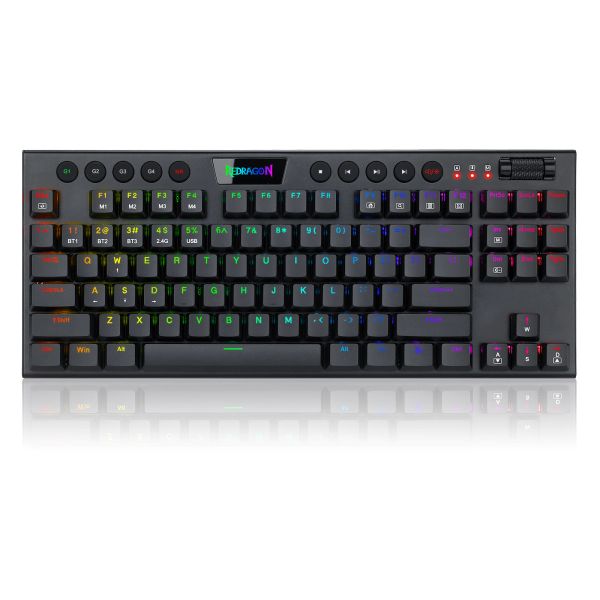 Teclados redragon k621 rgb horus wireless 5.0 bluetooth/2,4 ghz/com fio 3 de modo ultrafino de baixo perfil de baixo perfil bluetooth teclado