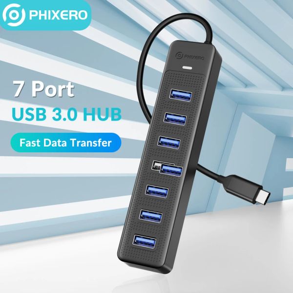 Hubs Phixero 7 в 1 USB C Hub 3.0 Тип C 7 Порт -адаптер Multi Splitter OTG USB -адаптер для MacBook Pro 13 Air Mi Pro PC Ноутбук