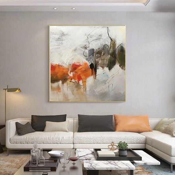 Pintura a óleo de laranja moderna pintura de pintura de decoração abstrata de artes de parede pôsteres e impressões Cuadros Home Design Decor Decor Picture Picture