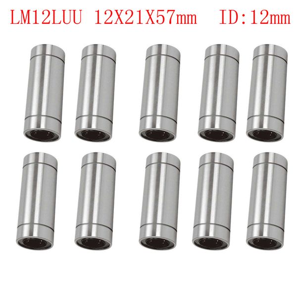 10pcs lm12luu 12x21x57mm ID = 12 mm de comprimento 12*21*57 mm linear guias lineares rolamentos do eixo óptico