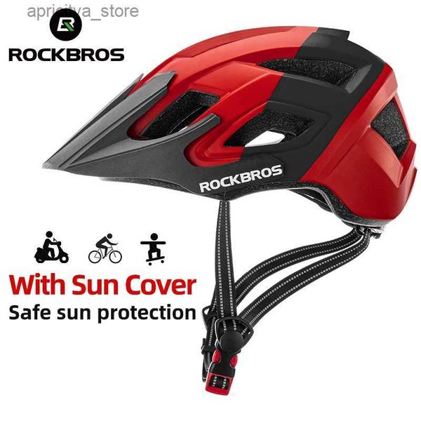 Capacetes de ciclismo Rockbros Bike Helmet Bushab Molded Cycling Helmet Capacete de choque MTB ROAD HOMENS Mulheres Light Bicyc Aero Capacete L48