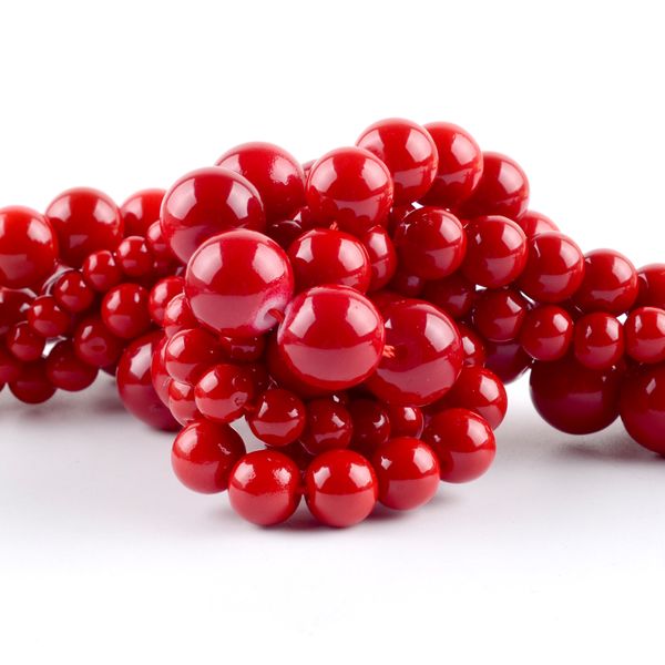 4-12 mm per perle di pietra naturale sintesi di perle sciolte rotonde di corallo rosso per gioielli che producono accessori fatti a mano bracciale fai-da-te