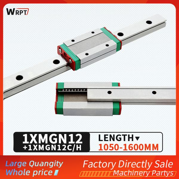 MGN12 Guia linear de 12 mm 1050 1100 1150 1200 1250 1300 1350 1400 1450 1500 1550 1600 mm Rail linear + MGN12H ou MGN12C CNC CNC