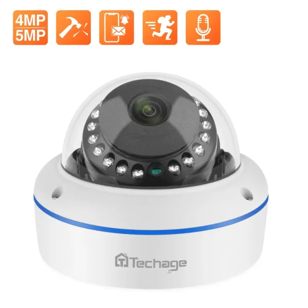 Lens Techage Super HD 4MP 5MP POE IP Kamera Dome Kapalı Eplosyon geçirmez CCTV Kamera Ses Kayıt P2P Video Gözetim