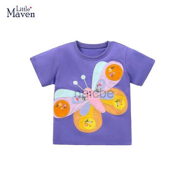 T-shirt piccoli abiti da maven da bambina ragazze estate per bambini tops magliette di cotone fumetto farfalla abbigliamento per bambini cotone 240410