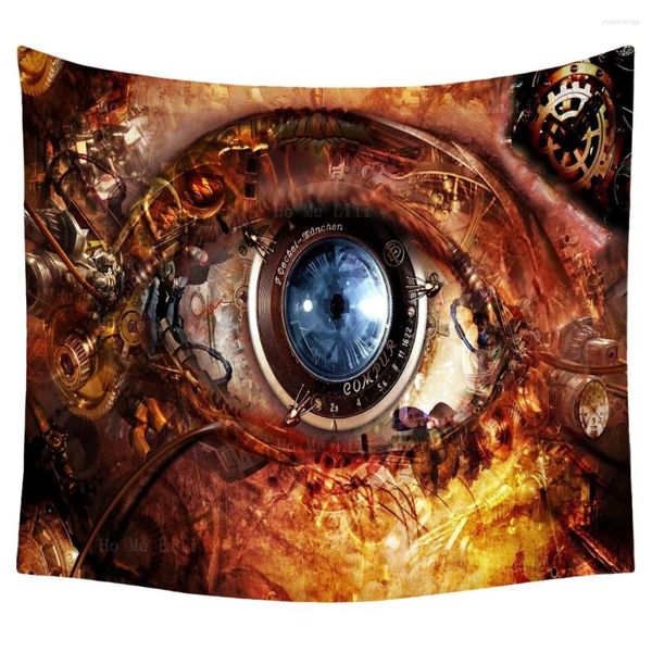 Taquestres steampunk fantasia arte abstrata olhos mecânicos iris Órgan metal engrenagem tema tapeçaria por ho me lili para decoração