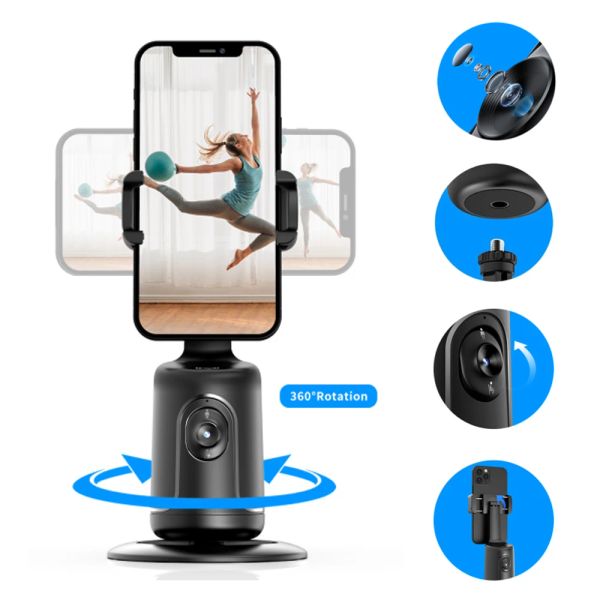 GIMBALS Tracciamento automatico del gimbal 360 ° Ruota Mount Mount Gesture Control, Porta del telefono Smart Shooting per Vlog, Streaming, Video