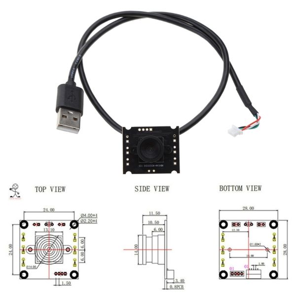 OV9726 Kameramodul 1m Pixel USB -kostenlosen Treiber CMOS -Sensor 42/70 Grad 3,0 mm/2,8 mm Brennstrecke Austausch