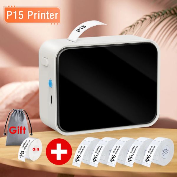 Fareler Kablosuz Etiket Yazıcı P15 Taşınabilir Bluetooth Termal Etiket Maker Handheld Mini Hine Yapışkan Etiket Bant Ev Ofis Kullanımı