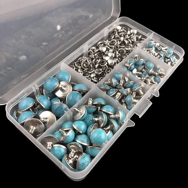 Blue turquesa rebites Rapid Rivets Studs Sapatos de cinto Sapatos de vestuário Acessórios artesanais de couro para Artes de Diy, Crafts Costura