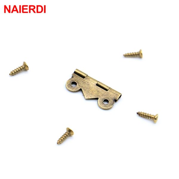 10pcs Naiserdi mini dobradiças de porta de borboleta de 20 mm x17mm Bronze Jóia da gaveta de bronze Caixa de joalheria Decorate dobradiça para móveis