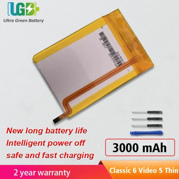 Batterien UGB Neues LG -Akku -Upgrade Ersatz für iPod Classic 6 6.5 7 Video 5 5.5 Dünn 3000mah