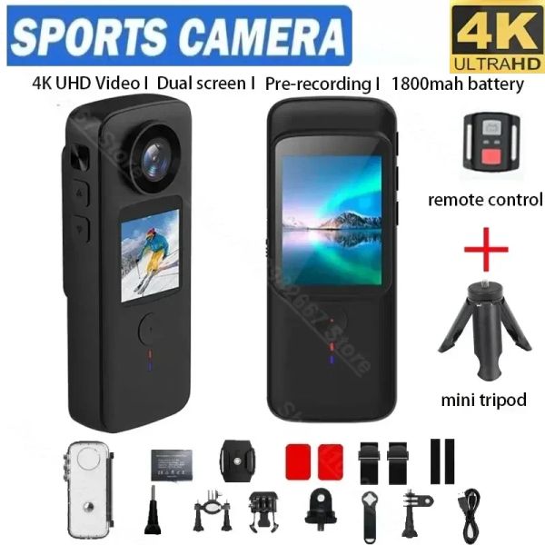 Fotocamera 4k wifi antishake fotocamera a doppia schermata 30m touch screen fotocamera sportiva per il videogioco da viaggio immersioni bodycam