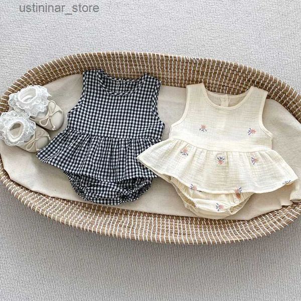 Abiti per ragazze 2024 Summer Baby Girl Flower Clothes Set 0-3 anni Bambini senza maniche per bambini.