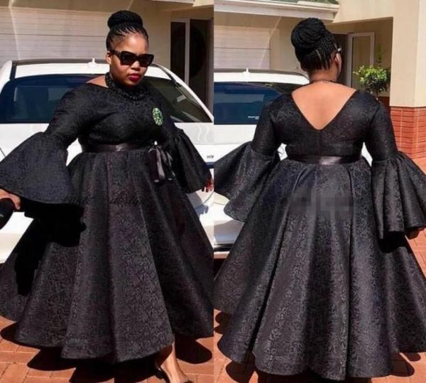 African Plus Size Black Abites Abito da ballo alla caviglia Abito da ballo in pizzo personalizzato ASO EBI Women Formale Party Gowns Vestidos 7318386