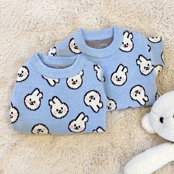Голубая одежда для собак кролика в трикотажный свитер осень и зимняя одежда плюшевая кошка на дни