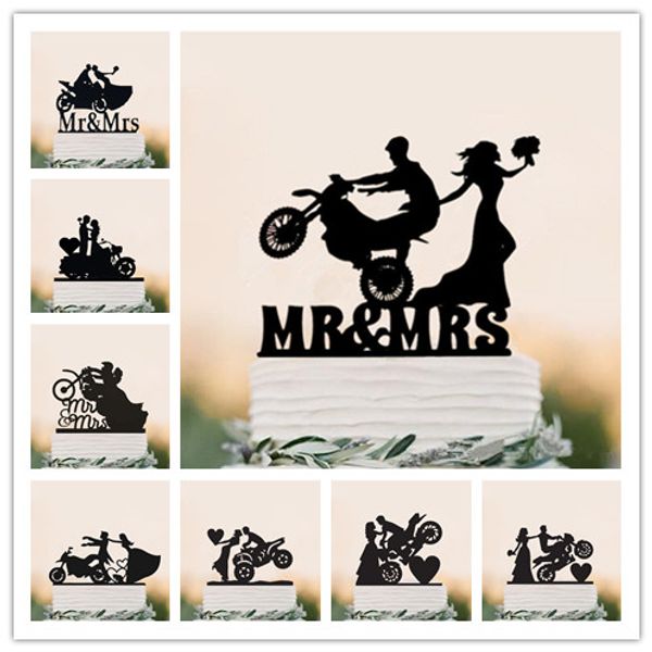 moto in stile misto divertente torta nuziale topper Mr Mrs Bride Groom con bomboniere Gitfs per il fidanzamento del matrimonio in moto