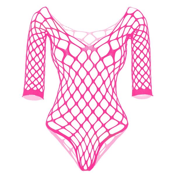 Mast -Selling Female Unterwäsche Bikini Langarmbodys sexy Big Mesh aufsehen durch Fishnet Body Suits Frauen Dessous Plus Size