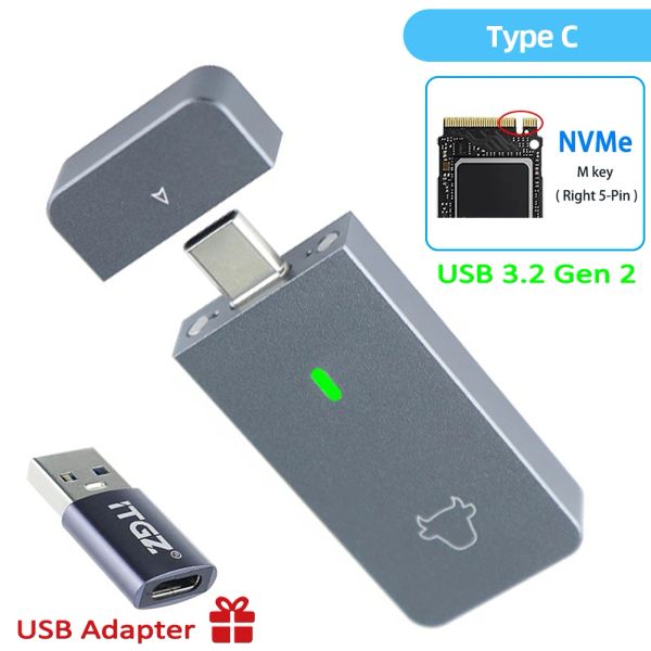 Корпус M.2 SSD NVME 2230 Adapter Case Typec USB 3,2 Gen 2 10 Гбит / с к ключу NVME M Ключ внешний алюминиевый сплав.