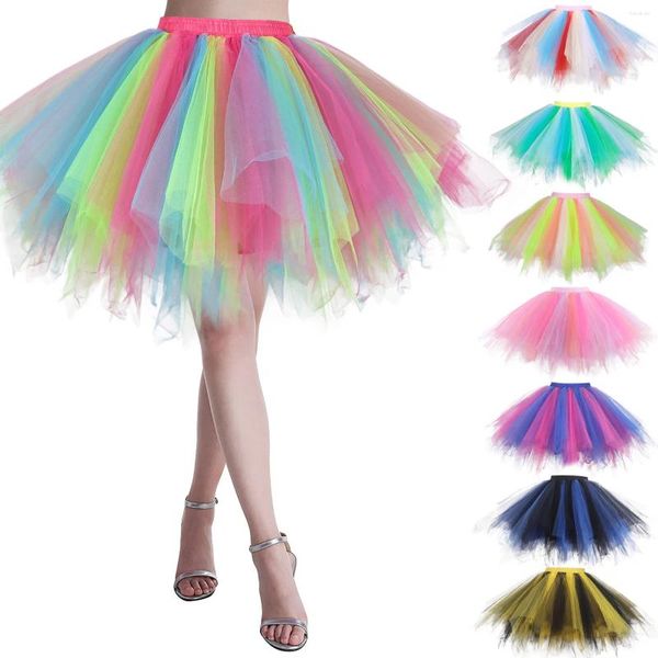 Saias Mulheres Mini Fairia Tulle Salia Pleated Dance tutu feminino lolita anetticoat jupe femme Party Puffy adulto