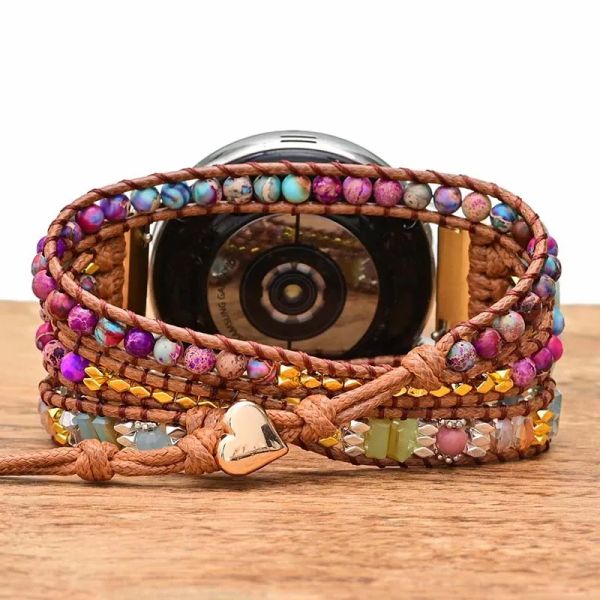 22 -мм 20 -мм часовой ремешок для Samsung Watch 4 3 ремешок Boho Natural Stone Bracelet Amarefit Bip GTS 2 2E 2MINI BAND GT2PRO GTR2E GT2 3