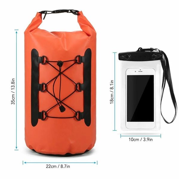 Bolsa à prova d'água de PVC 15L 15L de mochila à prova de água ao ar livre Trekking Storage Dry Bag para passeio de mergulho para passeio de passeio de mergulho