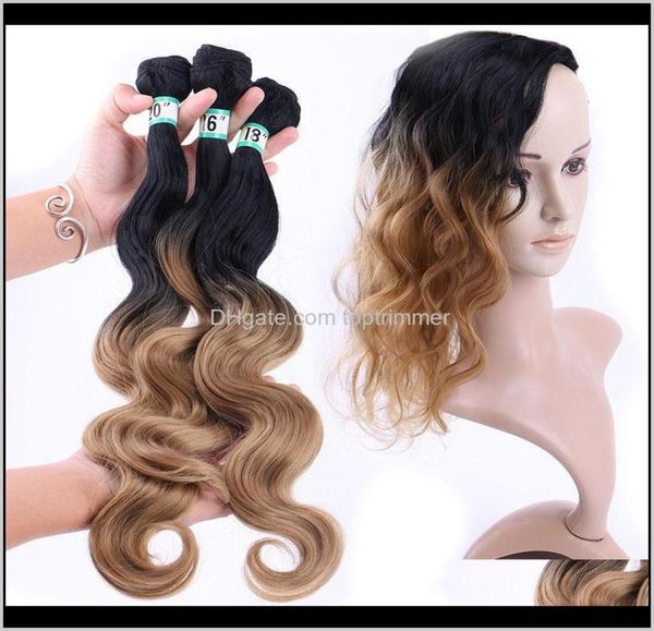 Haarprodukte Drop -Lieferung 2021 Damen Körperwelle European Trend Frauen Ombre Doppelfarbe Erweiterungen Wellengewebe Wefts Bulk H2974507