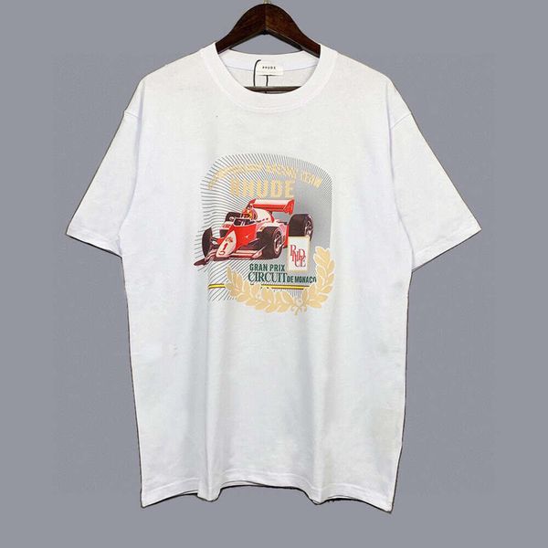 RH Designers Mens Rhude рубашка вышивка T Рубашки для летних мужских топов буквы Polos рубашка женская одежда для футболок с короткими рукавами.