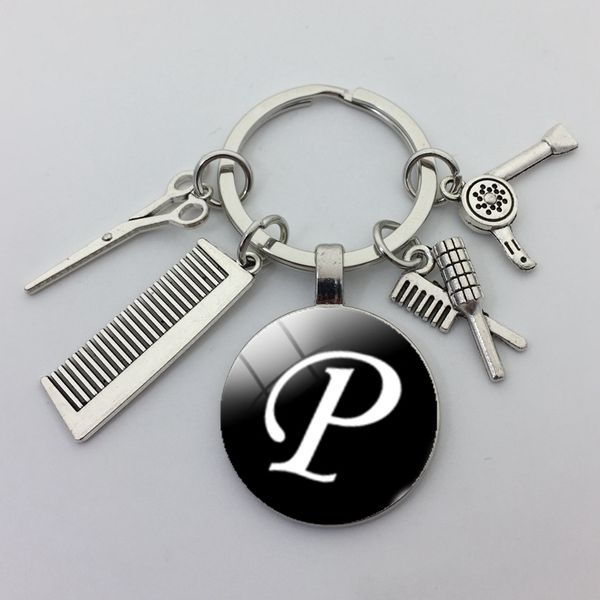 A-Z penteado Presente Charme Chave de Chaeiro Scissors pentear teclados decorativos joias mini cabeleireiro de cabeleir