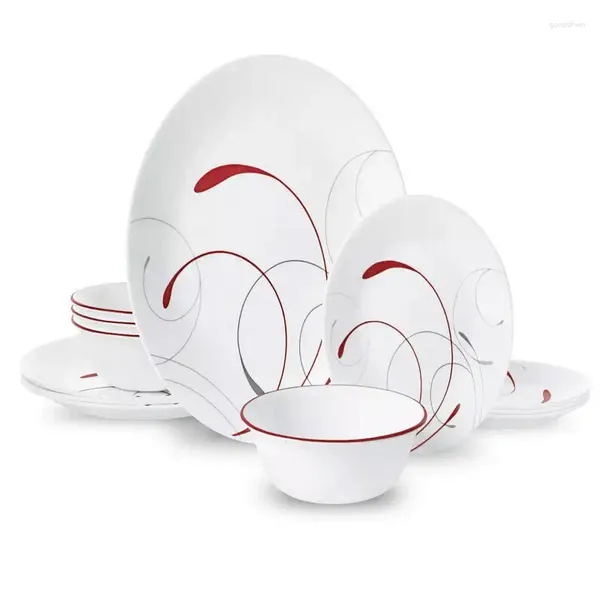 Ужинать наборы посуды белые и красные круглые наборные наборные блюдо из лоп-палочки для палочек для еды