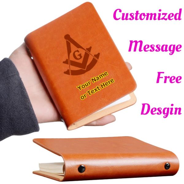 Notizbücher Personalisierte A7 Pocket Notebook Leder Journal Tragbare Business Masonic Memos Planer Notiz Buch Veröffentlichung Vergangenheit Meister G Freimaurer