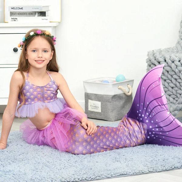 The Little Mermaid Tails for Swimming Kids Girls Fantasy Bikini Beach Clothes Abituds.