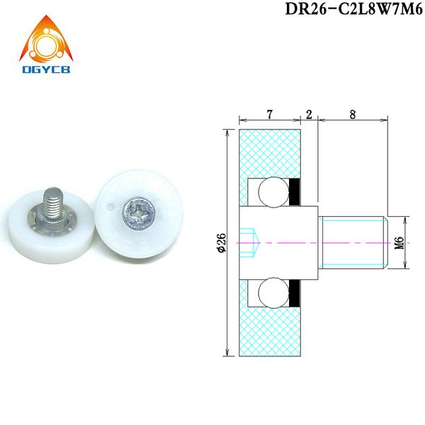 10pcs DR19 C1L8W6M6 OD 19 mm POM -Lager mit M6 Bolt DRL19 C1L3W6M6 C2L8W6M6 C3L8W6M6 TOK -Schubladen -Ersatzräder