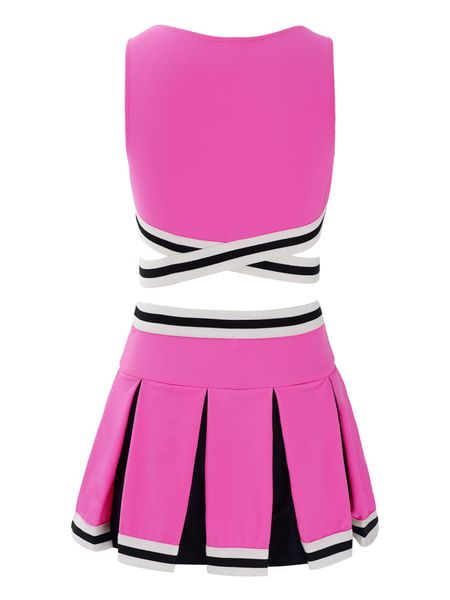 Girls cheerleader costume sexy crop top con mini gonna pieghettata per bambini uniforme di cheerleader unifort scuola cosplay outfit abbigliamento sportivo