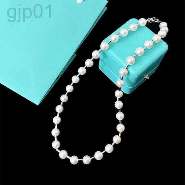 Desginer Tiffanybracelet Tiffanie Fashion Fashion Jewelry t Home Elegante Luce Lumo Bianco Madre di Pearl Piccolo tubo tondo La collana ad anello singolo