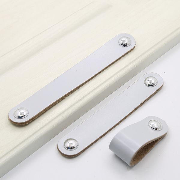 Móveis JD Handle Porta European Modern Leather 128mm Botão branco preto Gabinete de gaveta de guarda -roupa de 64 mm