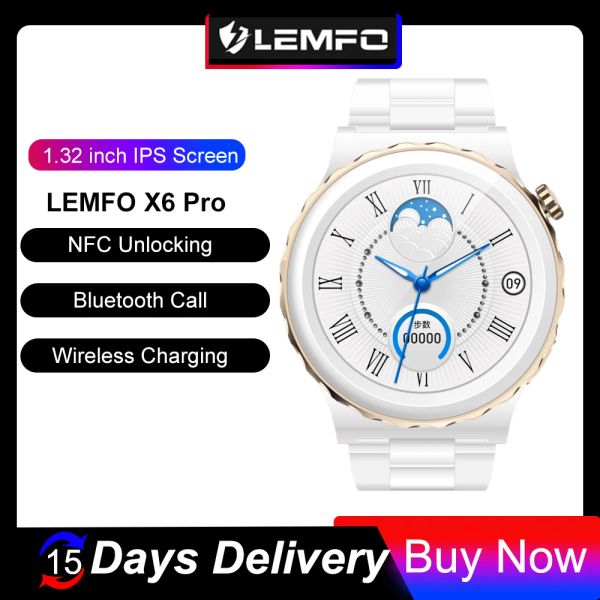 Смотреть Lemdioe SmartWatch Women IP68 Водонепроницаемые NFC Smart Watches for Woman Bluetooth Call Беспроводная зарядка для Android iOS 2023 Новое