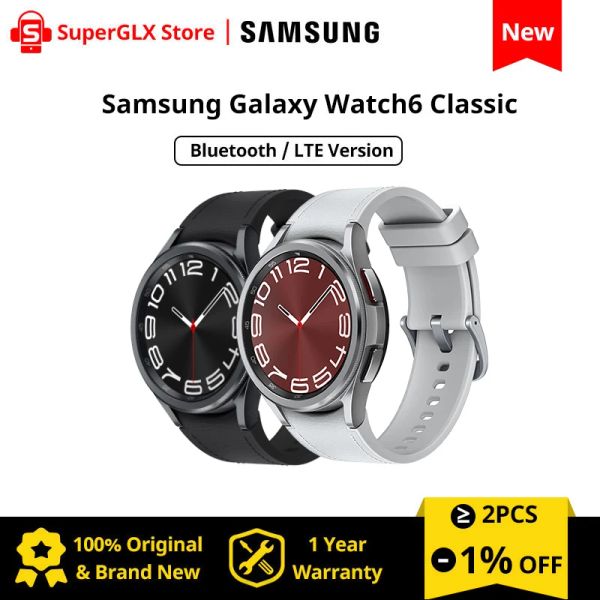Relógios Samsung Galaxy Watch 6 Classic 43/47mm Smartwatch Super AMOLED Exibir Pressão arterial Medição de fitness Watch para Galaxy S23