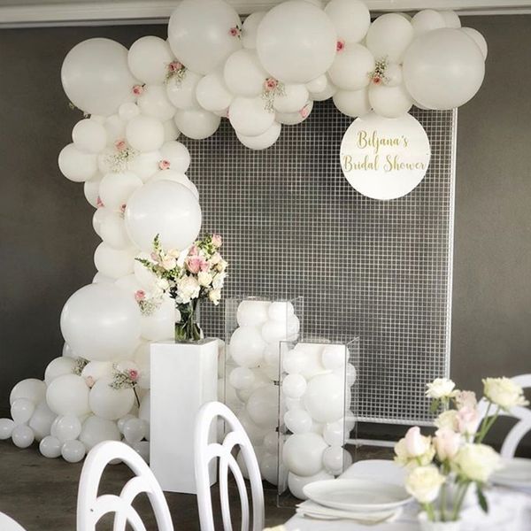 Balões redondos brancos gigantes 5/10/18/36 polegada de casamento branco helium helium fosco puro baloes arco arco guirlanda decoração de aniversário