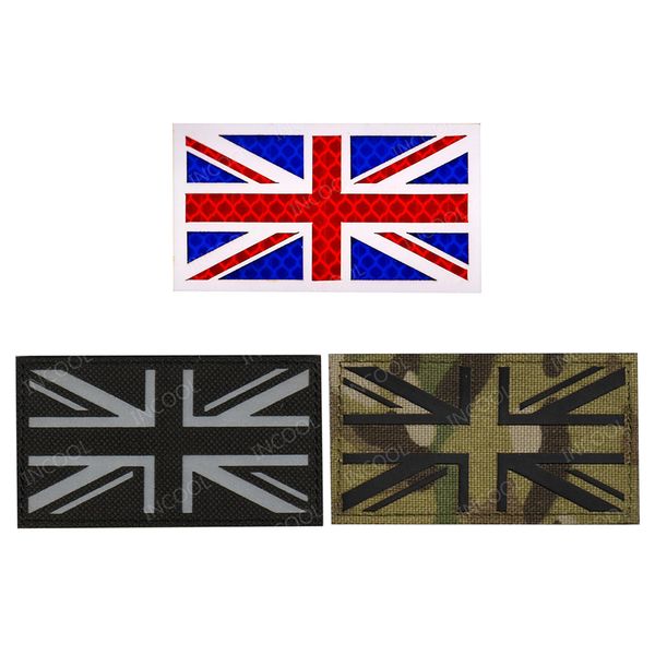 Patch ricamato a bandiera del Regno Unito Reflective UK GB Great Gran Bretagna Fandiere toppi Distinture da ricamo in tessuto per giacca da abbigliamento