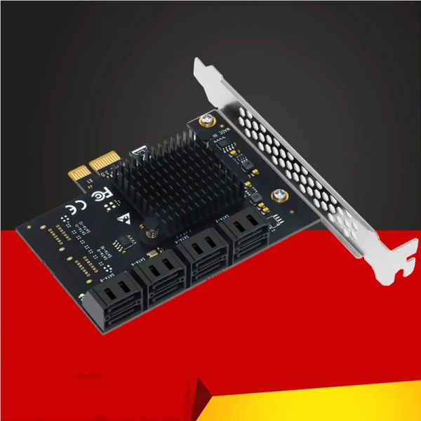 Kartlar PCIE - SATA Genişletme Kartı 8 bağlantı noktası SATA çarpan PCI Express X1 Denetleyici SATA 3 HDD SSD Adaptörü PCI E SATA3 Madencilik için yükseltici