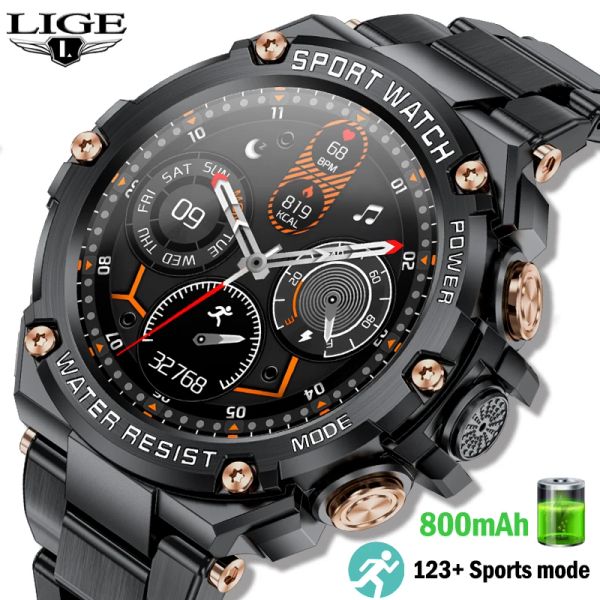 Orologi Lige Outdoor Sport Smart Watch Men 800Mah Long Life Batteria Bluetooth Call Bluetooth Fitness Tracker Smartwatch per Android iOS