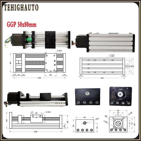 Lineare Guide-Schiebetisch NEMA23 1.2nm Stepper Motor Triver Kits 50-300 mm Hub-Schiebetisch Guide Balls SFU 1605