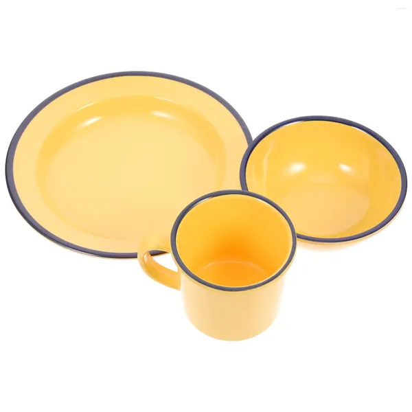 Set di stoviglie Coppa di piatti Set a casa bevendo tazze da tè vintage per le tavolette per cucina retrò tazza melamina in acciaio inossidabile coperchio di caffè in acciaio inossidabile