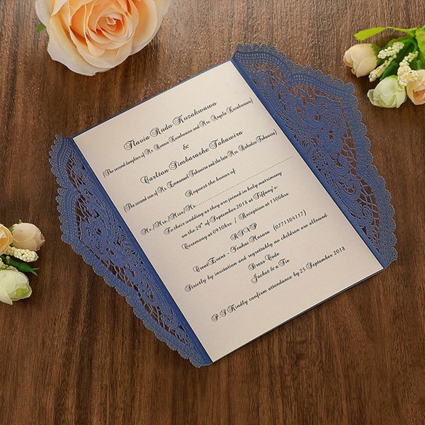 10pcs a laser Cut Invitations Cartão de renda de renda Personalizar Cartão de felicitações Impressão CARTÃO DO Dia dos Namorados Favory Favory Supplies